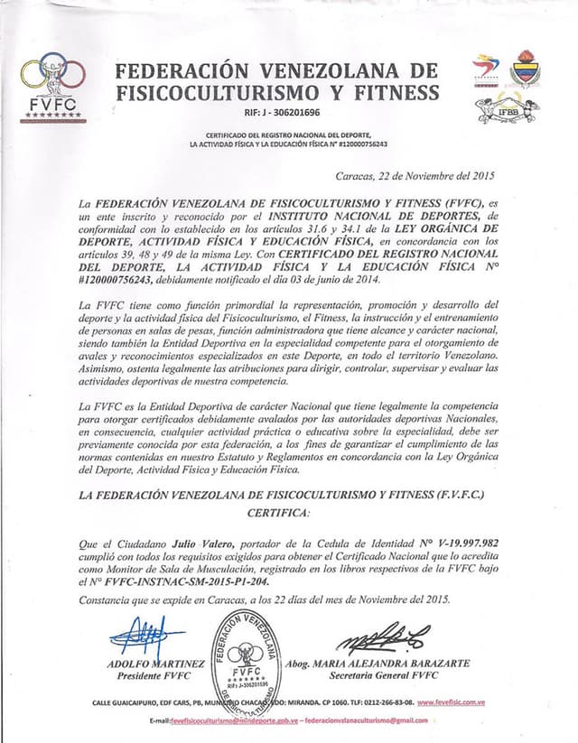 FVFC Certificado FVFC Certificado